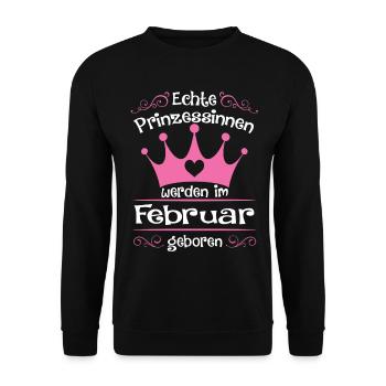 Février - anniversaire - princesse 2 - Sweat-shirt Unisexe - noir - Devant - Alina (178cm) & Michal (187cm)