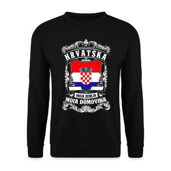 HRVATSKA - Croatia - Kroatien - Unisex Sweatshirt - black - Front - Alina (178cm) & Michal (187cm)