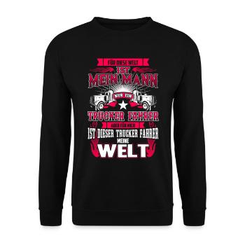 Trucker drivers - my husband - my world - Unisex Sweatshirt - black - Front - Alina (178cm) & Michal (187cm)