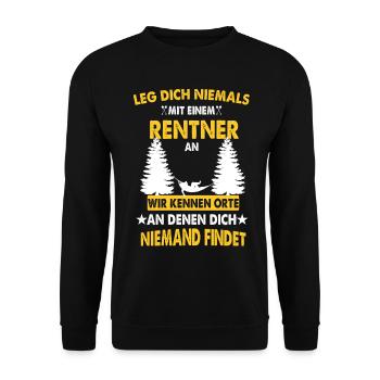 Rentner Spruch - Unisex Pullover - Schwarz - Vorne - Alina (178cm) & Michal (187cm)
