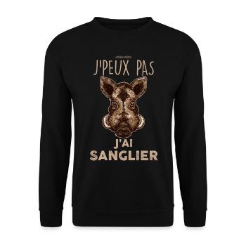j peux pas j ai sanglier Humour chasse - Sweat-shirt Unisexe - noir - Devant - Alina (178cm) & Michal (187cm)