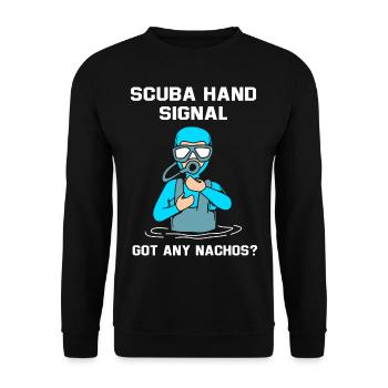 Diver Hand Sign Scuba Diving - Unisex Sweatshirt - black - Front - Alina (178cm) & Michal (187cm)