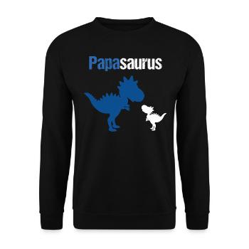 Papasaurus Dinosaurier für Papa Vatertag Geschenk - Unisex Pullover - Schwarz - Vorne - Alina (178cm) & Michal (187cm)