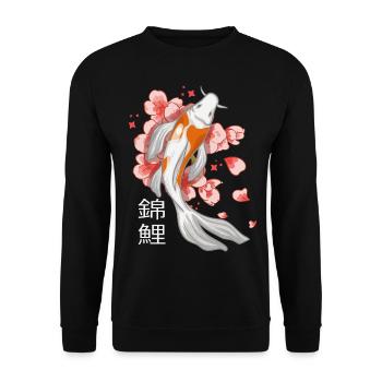 Koi Fish Flowers Flowers - Unisex Sweatshirt - black - Front - Alina (178cm) & Michal (187cm)