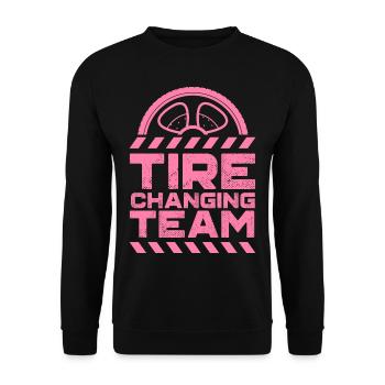Tire change team changing tires car - Unisex Sweatshirt - black - Front - Alina (178cm) & Michal (187cm)