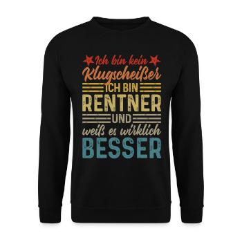 Rente Spruch Klugscheißer lustige Sprüche Rentner - Unisex Pullover - Schwarz - Vorne - Alina (178cm) & Michal (187cm)