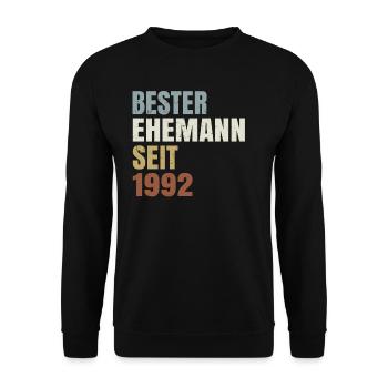 Retro Bester Ehemann seit 1992 Perlenhochzeit - Unisex Pullover - Schwarz - Vorne - Alina (178cm) & Michal (187cm)
