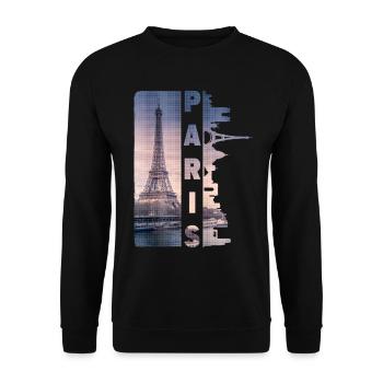 Paris France City Skyline Home Love - Unisex Sweatshirt - black - Front - Alina (178cm) & Michal (187cm)