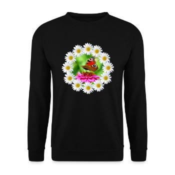 Marguerite Pink Flower Butterfly Flower Pattern - Unisex Sweatshirt - black - Front - Alina (178cm) & Michal (187cm)