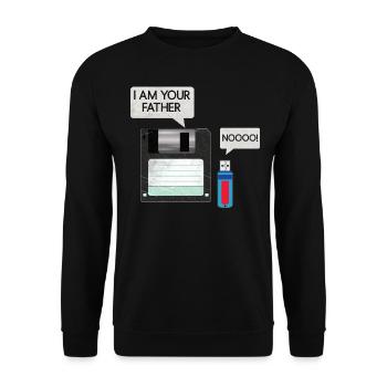 Disquette Disquette Clé USB Père & Fils Tenue Rétro - Sweat-shirt Unisexe - noir - Devant - Alina (178cm) & Michal (187cm)