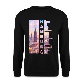 Hambourg Allemagne Ville Skyline Accueil Amour - Sweat-shirt Unisexe - noir - Devant - Alina (178cm) & Michal (187cm)