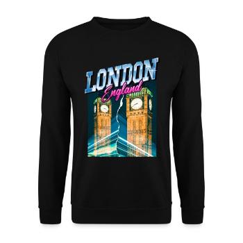 London England UK City Skyline Vintage Retro - Unisex Sweatshirt - black - Front - Alina (178cm) & Michal (187cm)