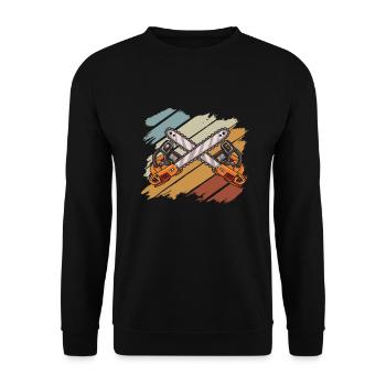 Cadeaux en bois Tronçonneuse Menuisiers - Sweat-shirt Unisexe - noir - Devant - Alina (178cm) & Michal (187cm)