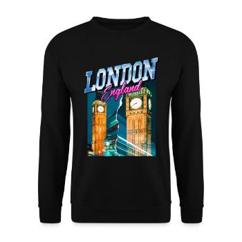 London England UK City Skyline Vintage Retro - Unisex Sweatshirt - black - Front - Alina (178cm) & Michal (187cm)