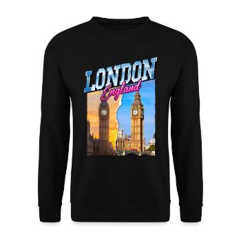 London England UK City Skyline Vintage Retro - Unisex Sweatshirt - black - Front - Alina (178cm) & Michal (187cm)