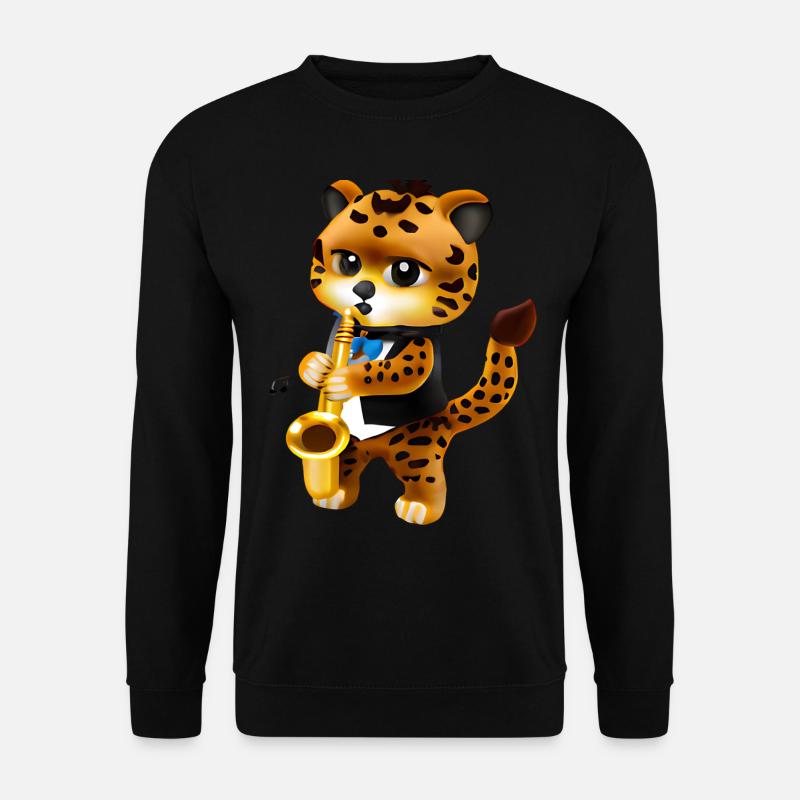 Leopard mit Saxophon - Unisex Pullover - Schwarz