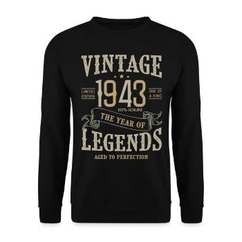 1943 vintage anniversaire born legends 1943 - Sweat-shirt Unisexe - noir - Devant - Alina (178cm) & Michal (187cm)