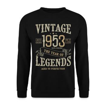 1953 Jahrgangsjubiläum Born Legends 1953 - Unisex Pullover - Schwarz - Vorne - Alina (178cm) & Michal (187cm)
