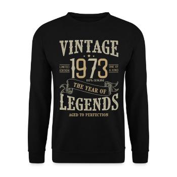 1973 vintage anniversaire born legend 1973 - Sweat-shirt Unisexe - noir - Devant - Alina (178cm) & Michal (187cm)