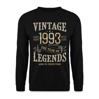 1993 Jahrgang Geburtstag Geborene Legende 1993 - Unisex Pullover - Schwarz - Vorne - Alina (178cm) & Michal (187cm)