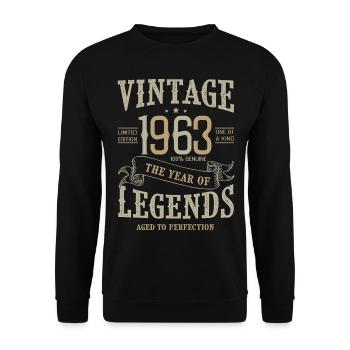 1963 vintage anniversaire born legends 1963 - Sweat-shirt Unisexe - noir - Devant - Alina (178cm) & Michal (187cm)