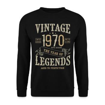 1970 vintage anniversaire vintage born legend 1970 - Sweat-shirt Unisexe - noir - Devant - Alina (178cm) & Michal (187cm)