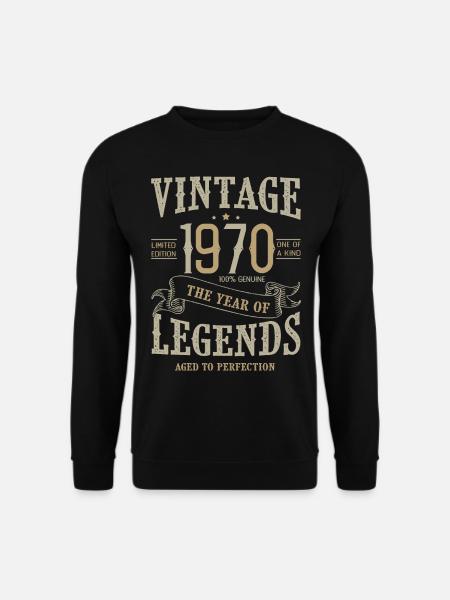 1970 Vintage Jubiläum Vintage Born Legende 1970 - Unisex Pullover - Schwarz