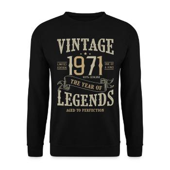 1971 vintage anniversaire vintage born legend 1971 - Sweat-shirt Unisexe - noir - Devant - Alina (178cm) & Michal (187cm)