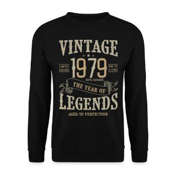 Jahrgang 1979 Jahrgang Jubiläum Jahrgang Legenden 1979 - Unisex Pullover - Schwarz - Vorne - Alina (178cm) & Michal (187cm)