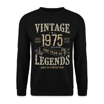 1975 Vintage Jubiläum Vintage Born Legend 1975 - Unisex Pullover - Schwarz - Vorne - Alina (178cm) & Michal (187cm)