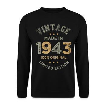 Hergestellt im Jahr 1943 Vintage Geburtstagsgeschenk 80 Jahre - Unisex Pullover - Schwarz - Vorne - Alina (178cm) & Michal (187cm)