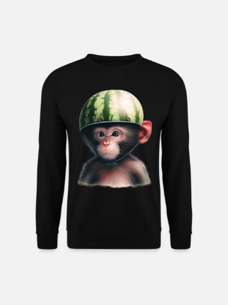 Monkey with watermelon - Unisex Sweatshirt - black