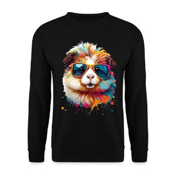 Meerschweinchen cool süß Sonnenbrille Tiermotiv - Unisex Pullover - Schwarz - Vorne - Alina (178cm) & Michal (187cm)
