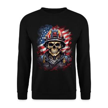 Brigade des pompiers des États-Unis Totenkopf - Sweat-shirt Unisexe - noir - Devant - Alina (178cm) & Michal (187cm)