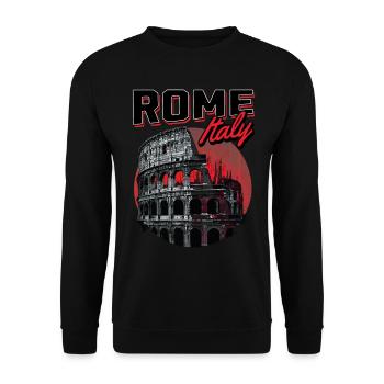 Kolosseum Rom Italien Stadt Skyline Kunst - Unisex Pullover - Schwarz - Vorne - Alina (178cm) & Michal (187cm)