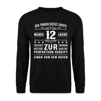 12 Jahre Geschenkidee zum 12 - Geburtstag - Unisex Pullover - Schwarz - Vorne - Alina (178cm) & Michal (187cm)