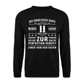 11 Jahre Geschenkidee zum 11 - Geburtstag - Unisex Pullover - Schwarz - Vorne - Alina (178cm) & Michal (187cm)