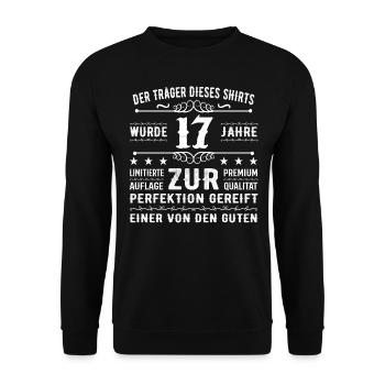 17 Years Gift Idea for 17 - Birthday - Unisex Sweatshirt - black - Front - Alina (178cm) & Michal (187cm)