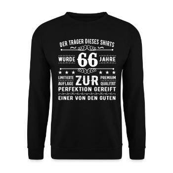 66 Years Gift Idea for 66 - Birthday - Unisex Sweatshirt - black - Front - Alina (178cm) & Michal (187cm)