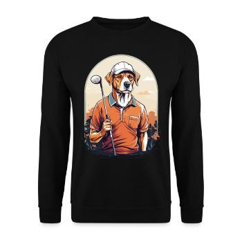 Hund Golfer Golfspieler Design Streetwear - Unisex Pullover - Schwarz - Vorne - Alina (178cm) & Michal (187cm)