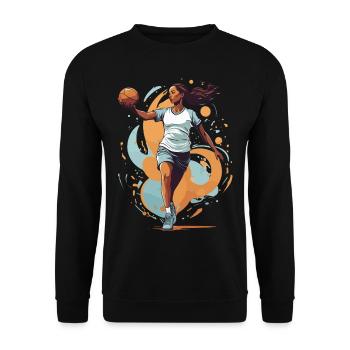 Iconic Handball Style Handball Player Streetwear - Unisex Sweatshirt - black - Front - Alina (178cm) & Michal (187cm)