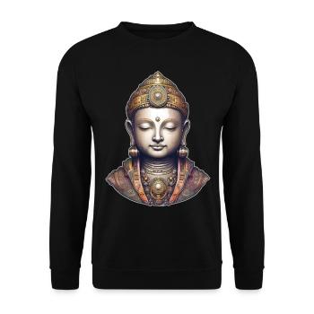 Mystical Spiritual Buddha - Unisex Sweatshirt - black - Front - Alina (178cm) & Michal (187cm)