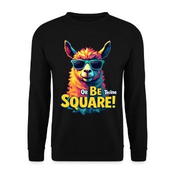 Be Teine ou Be Square – Design de lama audacieux - Sweat-shirt Unisexe - noir - Devant - Alina (178cm) & Michal (187cm)