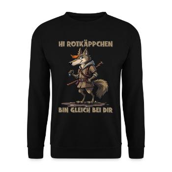 Rotkäppchen - Ich bin gleich bei Dir - deutsch - Unisex Pullover - Schwarz - Vorne - Alina (178cm) & Michal (187cm)