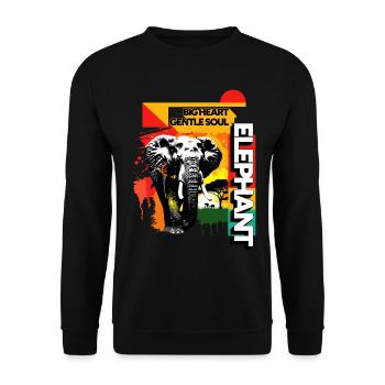Elefant Afrika Safari Natur Wildnis Aquarell Kunst - Unisex Pullover - Schwarz - Vorne - Alina (178cm) & Michal (187cm)