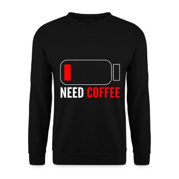 Need Coffee Café -Shop -Mitarbeiter - Unisex Pullover - Schwarz - Vorne - Alina (178cm) & Michal (187cm)