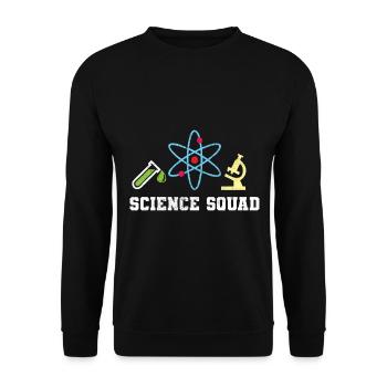 Science Squad Physik Lehrer - Unisex Pullover - Schwarz - Vorne - Alina (178cm) & Michal (187cm)