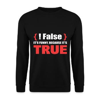 False It's Funny Because It's True Programmierer - Unisex Pullover - Schwarz - Vorne - Alina (178cm) & Michal (187cm)