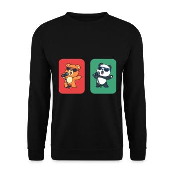 Tiergesang Karaoke -Enthusiast - Unisex Pullover - Schwarz - Vorne - Alina (178cm) & Michal (187cm)