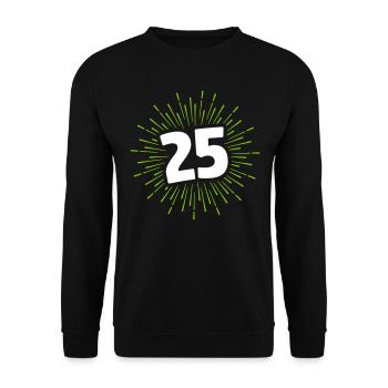 25 | GEBURTSTAGSSHIRT | FEUERWERK - Unisex Pullover - Schwarz - Vorne - Alina (178cm) & Michal (187cm)